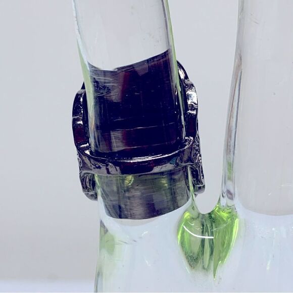 Vintage Black Crystal & Rhinestone Dark Metal Ring 1.25” Sz 7 Vintage Gorgeous - Picture 8 of 10